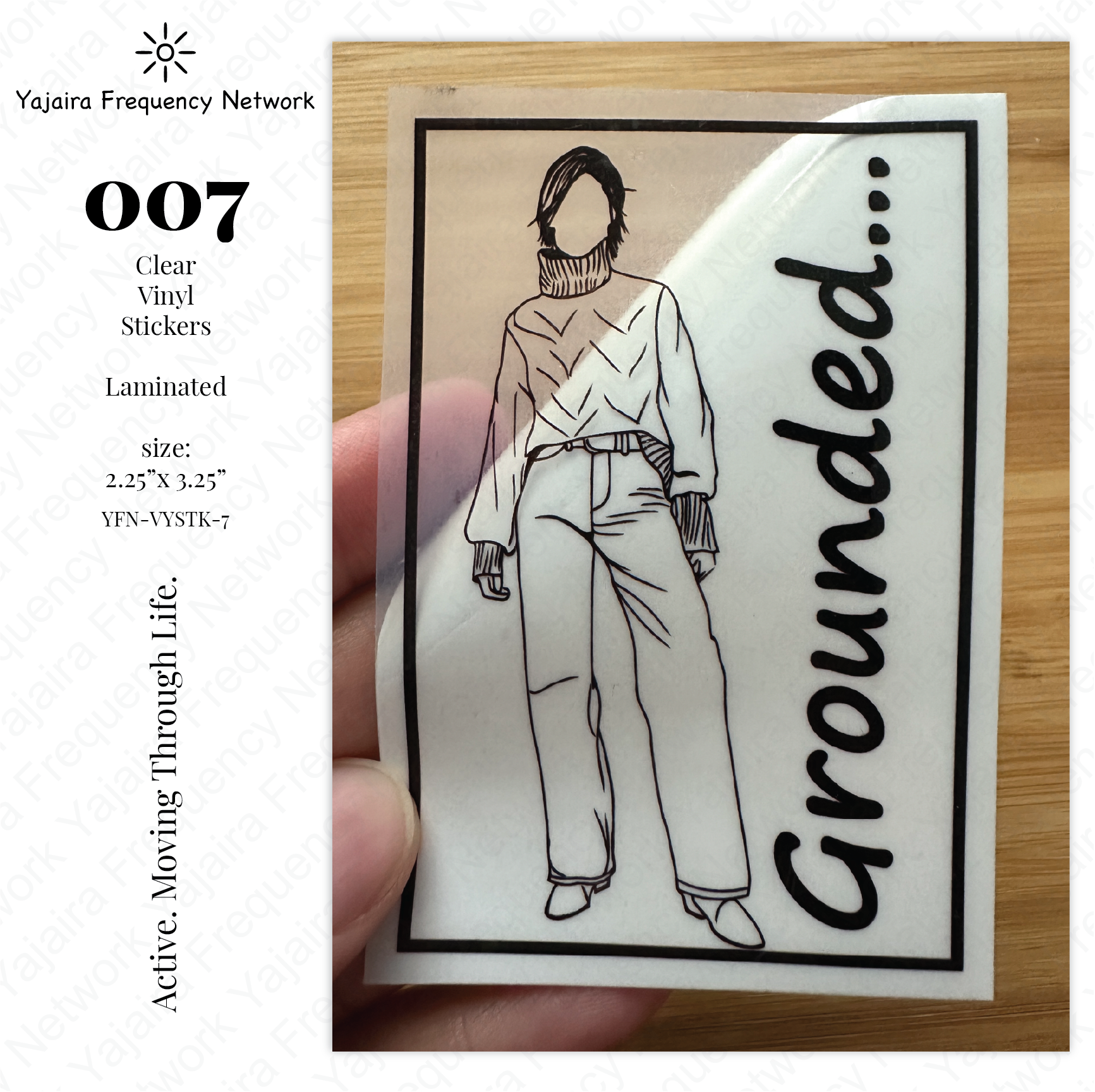 007 GROUNDED Clear Vinyl Sticker - Image 2