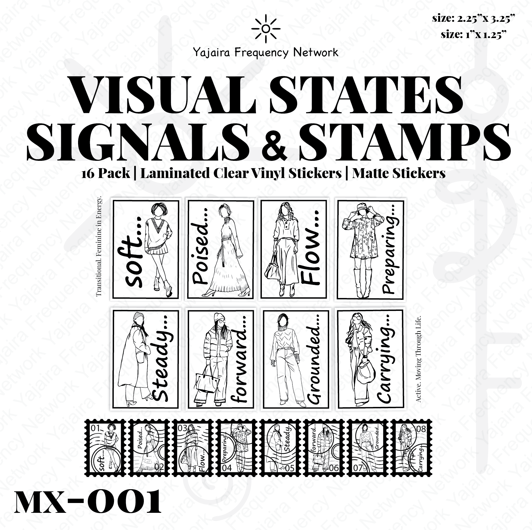 16 Pack MX-001 Visual States Vinyl & Stamps Stickers