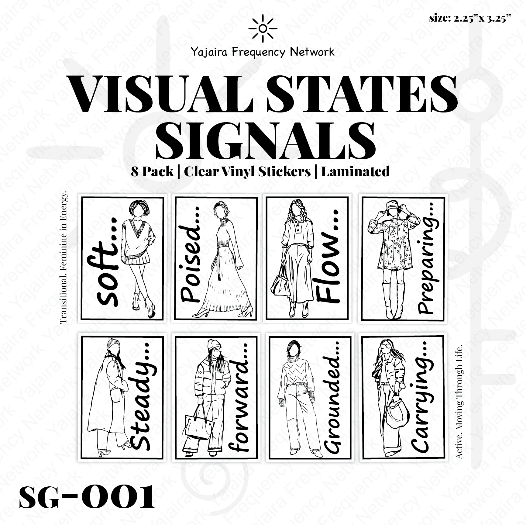 8 Pack SG-001 Visual States Clear Vinyl Stickers